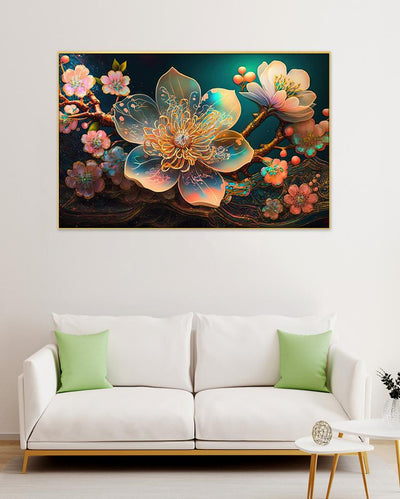 Luxurious 3D Multicolor Floral Elements Canvas Wall Painting