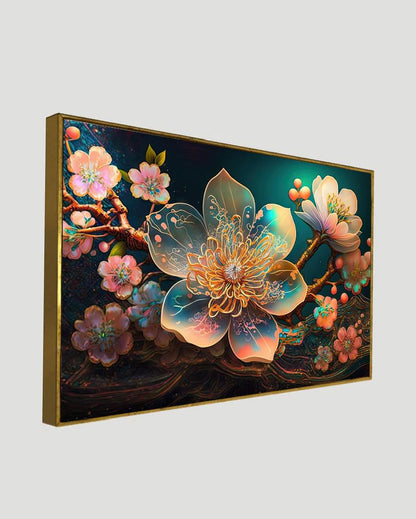 Luxurious 3D Multicolor Floral Elements Canvas Wall Painting