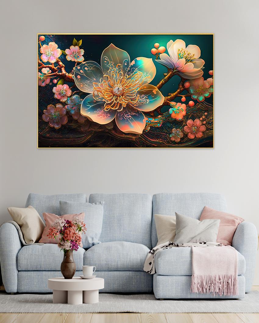 Luxurious 3D Multicolor Floral Elements Canvas Wall Painting