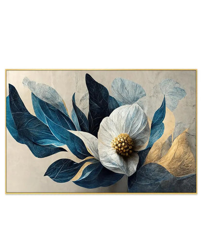 White & Gold Modern Flower Canvas Wall Painting