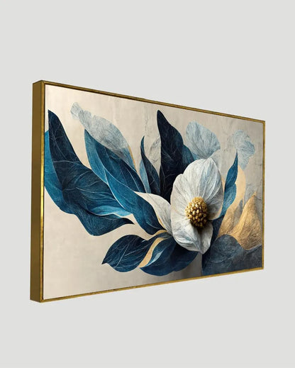 White & Gold Modern Flower Canvas Wall Painting