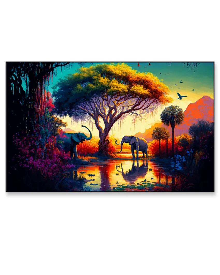 African Tropical Jungle Landscape Canvas Wall Painting