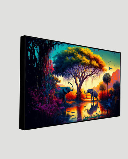 African Tropical Jungle Landscape Canvas Wall Painting