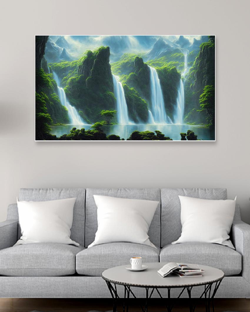 Forest Waterfall Nature Scenery Canvas Wall Painting