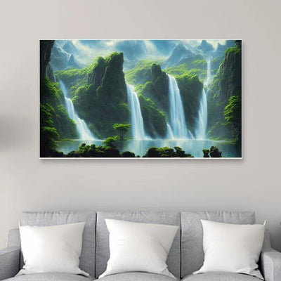 Forest Waterfall Nature Scenery Canvas Wall Painting