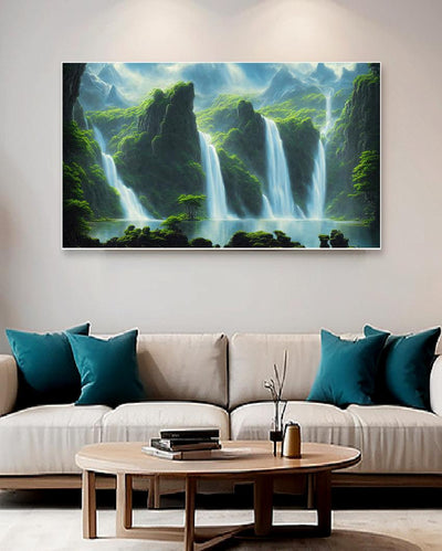 Forest Waterfall Nature Scenery Canvas Wall Painting