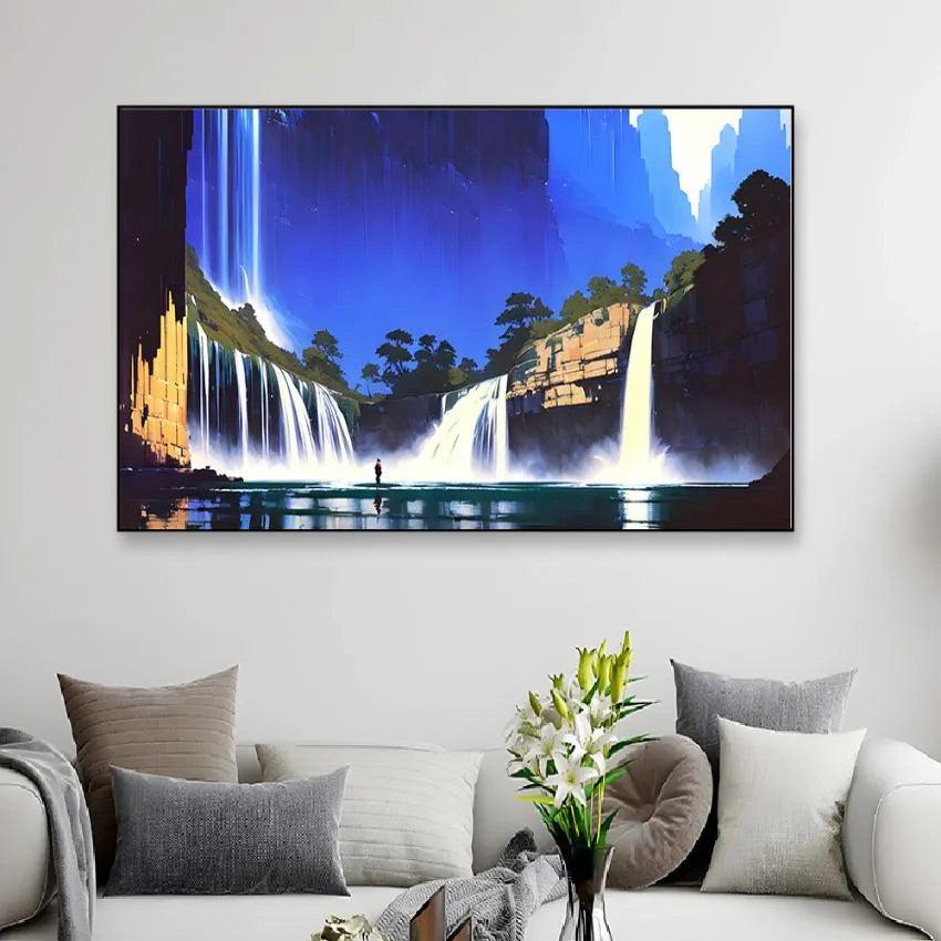 Magical Waterfall Jungle Forest Canvas Wall Painting