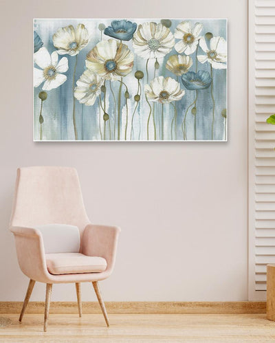 Blue Flower Floating Frame Canvas Wall Painting