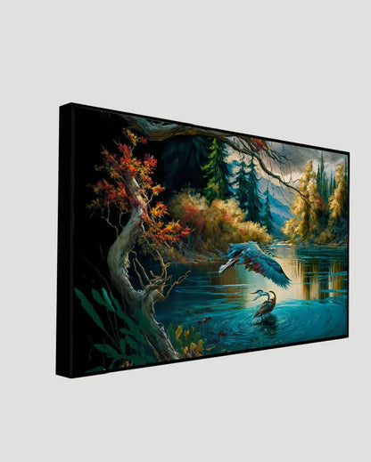 Vintage Forest with Lake Canvas Wall Painting