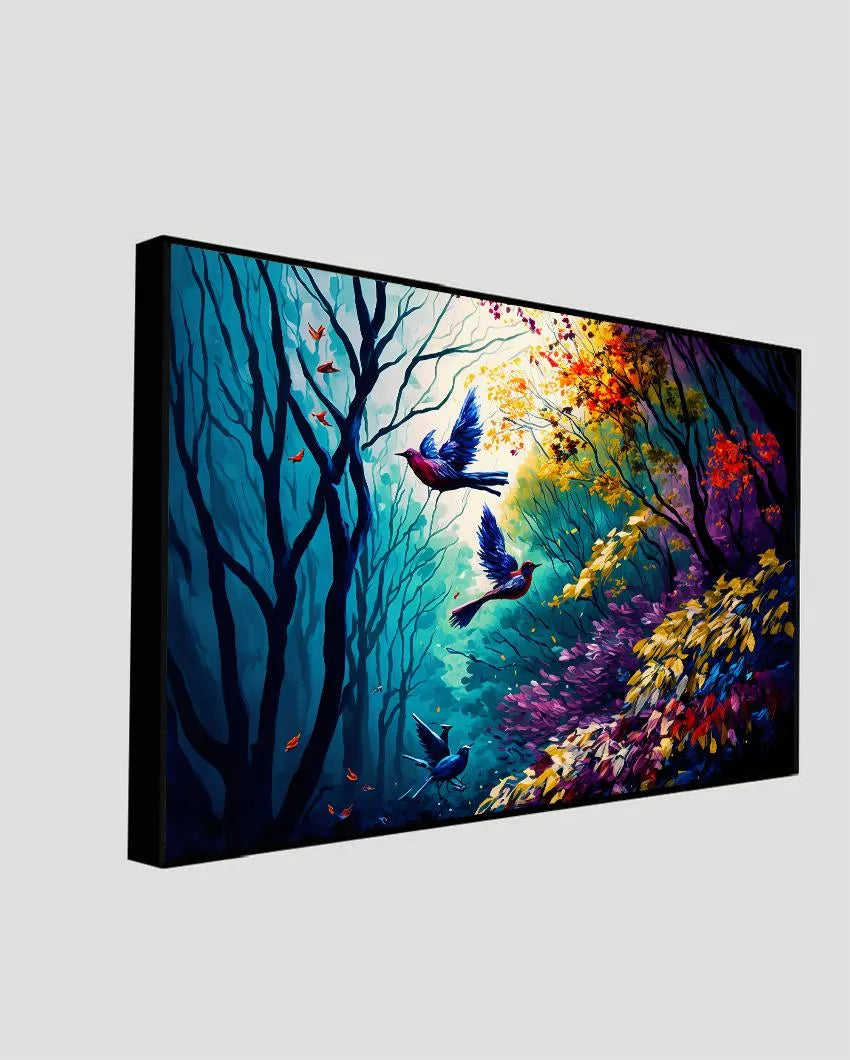 Digital Art Print Forest with Birds Canvas Wall Painting