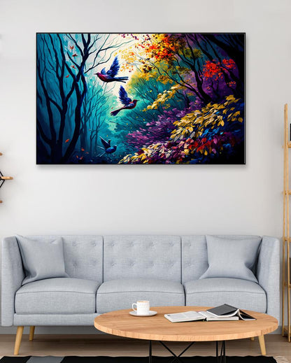 Digital Art Print Forest with Birds Canvas Wall Painting