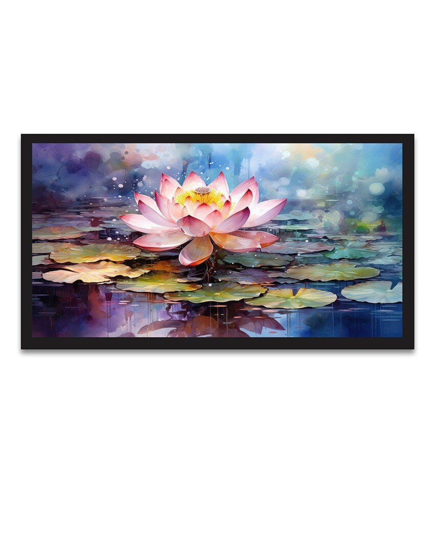 Pink Lotus Flower Canvas Painting For Home Wall Decoration