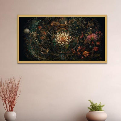 Multi Color Flowers Framed Painting For Wall Decoration