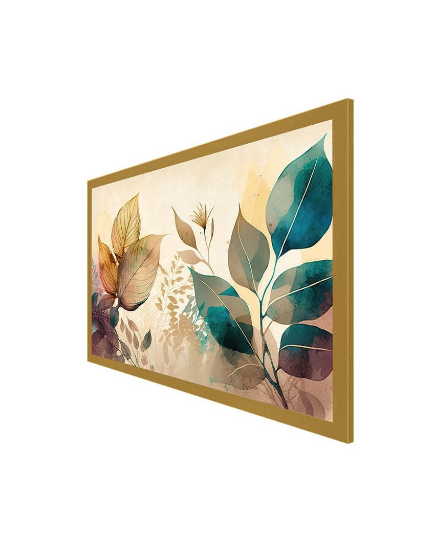 Beautiful Colored Leaves On A Light Background Canvas Painting With Frame