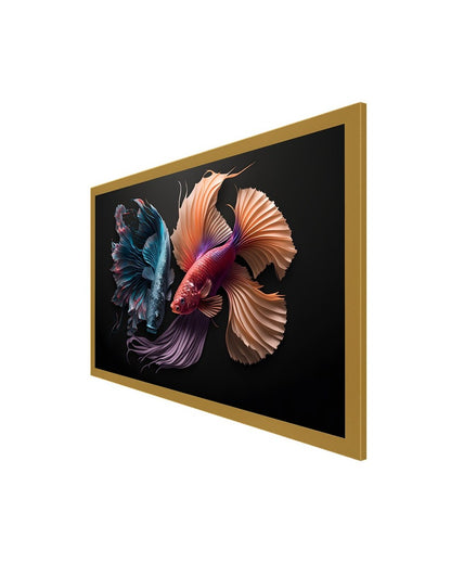 Vastu Fishes Painting With Gold Frame For Wall Decoration