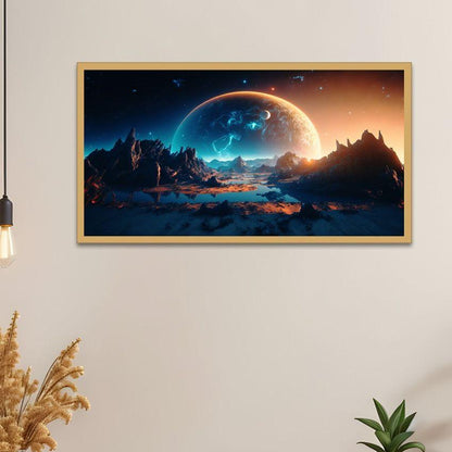 Concept Art Of Space Planets In Distant Cosmos Printed Canvas Floating Frame