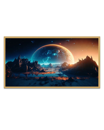 Concept Art Of Space Planets In Distant Cosmos Printed Canvas Floating Frame