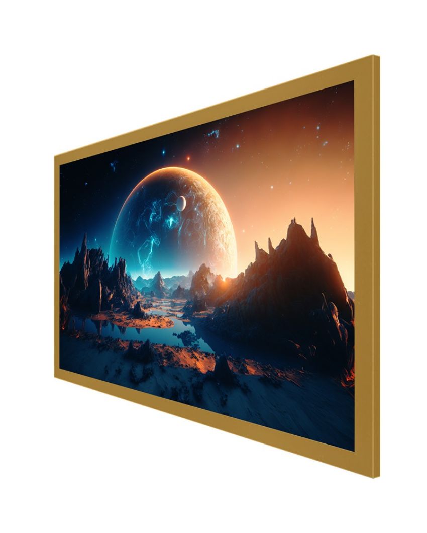 Concept Art Of Space Planets In Distant Cosmos Printed Canvas Floating Frame