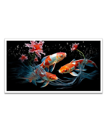 Beautiful Vastu Fishes Painting With Floating Frame For Wall Decor