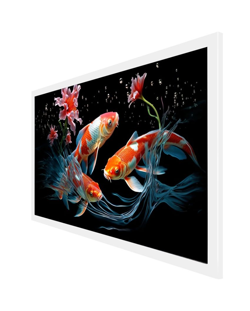 Beautiful Vastu Fishes Painting With Floating Frame For Wall Decor