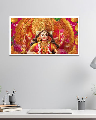 Goddess Durga Maa Framed Canvas Wall Painting For Wall Decoration