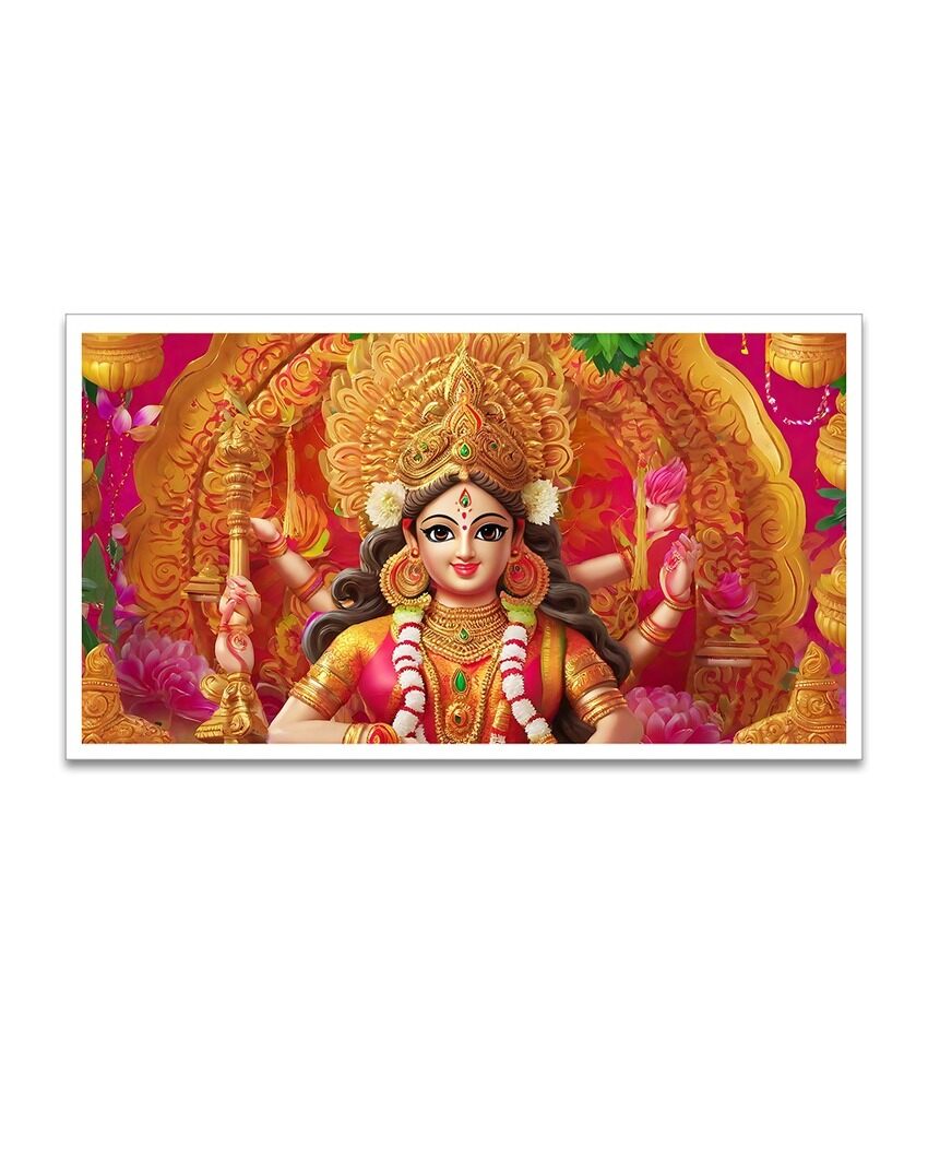 Goddess Durga Maa Framed Canvas Wall Painting For Wall Decoration