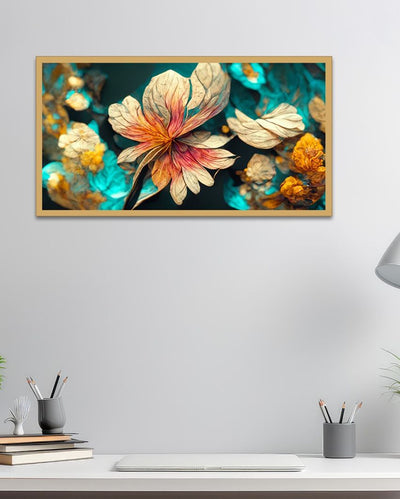 3D Multicolor Flower Painting With Floating Frame