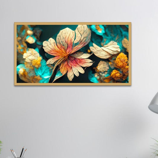 3D Multicolor Flower Painting With Floating Frame