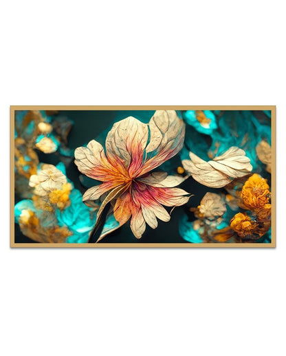 3D Multicolor Flower Painting With Floating Frame