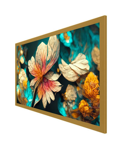 3D Multicolor Flower Painting With Floating Frame