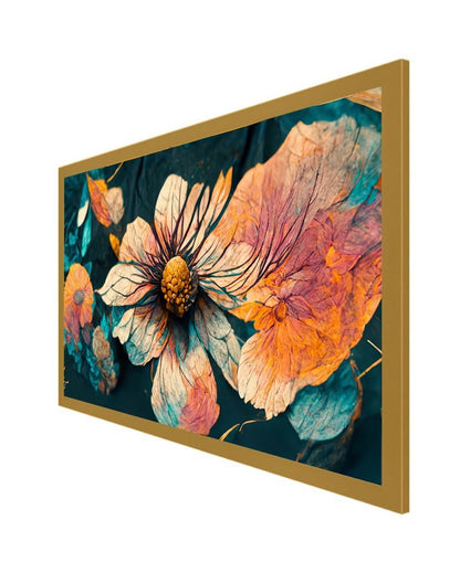 Elegant Floral Floating Framed Canvas Painting For Home Decor