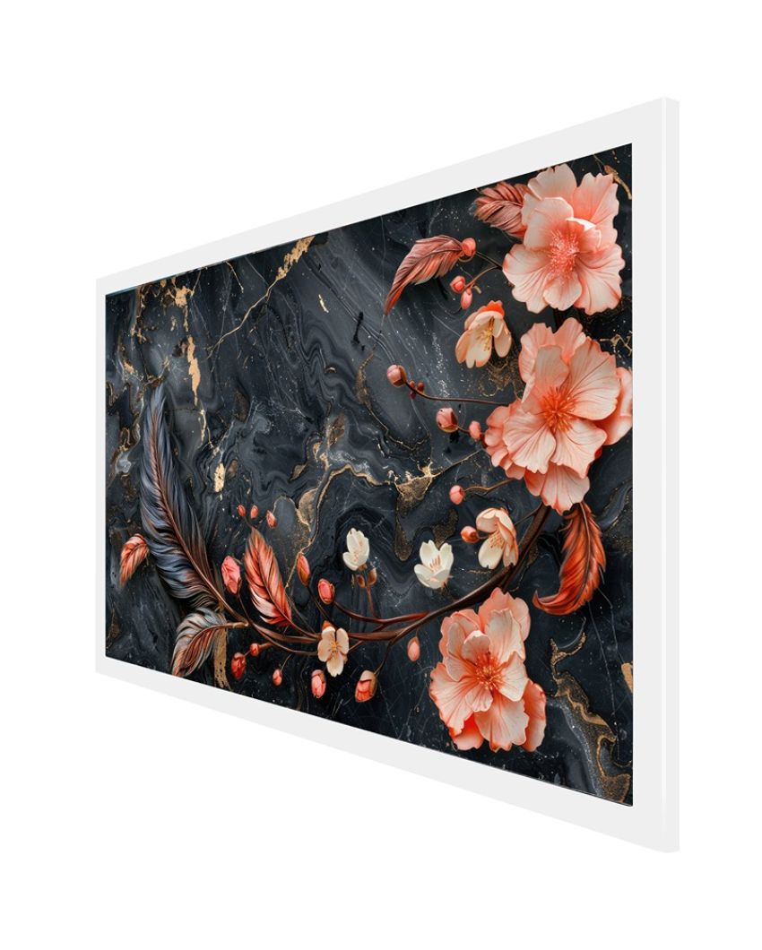 Preety Pink Flower Modern Art Canvas Wall Painting With Floating Frame