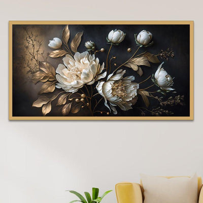 Lovely White Flower Canvas Painting For Home Decor