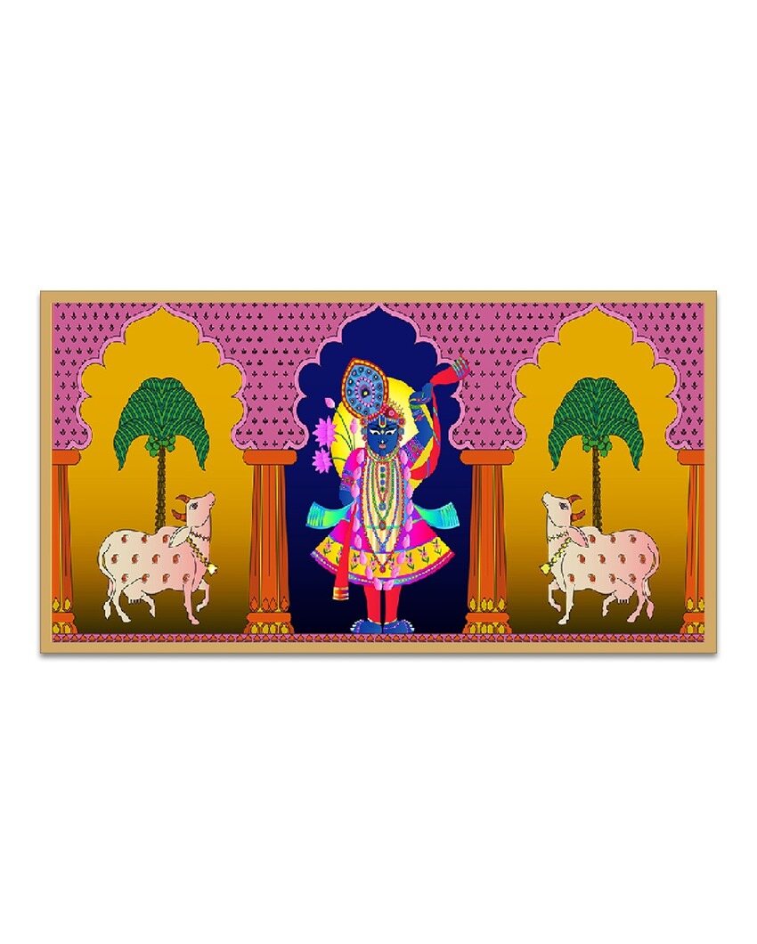 Indian Folk Pichwai Shreenathji Religious Canvas Painting For Wall Decor