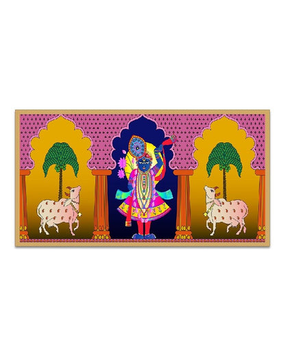 Indian Folk Pichwai Shreenathji Religious Canvas Painting For Wall Decor