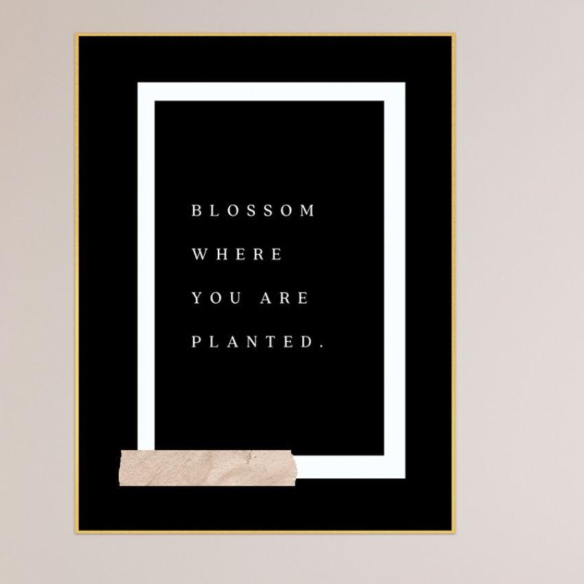 Bloom & Thrive Motivation Quotes Framed Printed Canvas Art Wall Painting