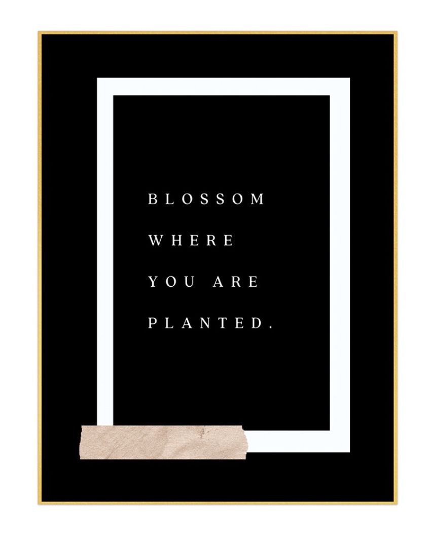 Bloom & Thrive Motivation Quotes Framed Printed Canvas Art Wall Painting