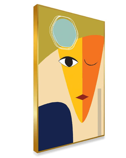 Vibrant Abstract Face Artwork Floating Frame Canvas Wall Painting