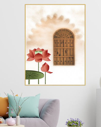 Lotus Door Canvas Wall Art Printed Floating Frame Wall Painting