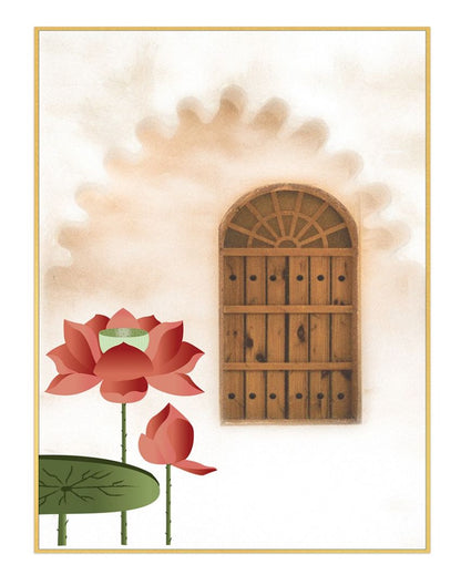 Lotus Door Canvas Wall Art Printed Floating Frame Wall Painting