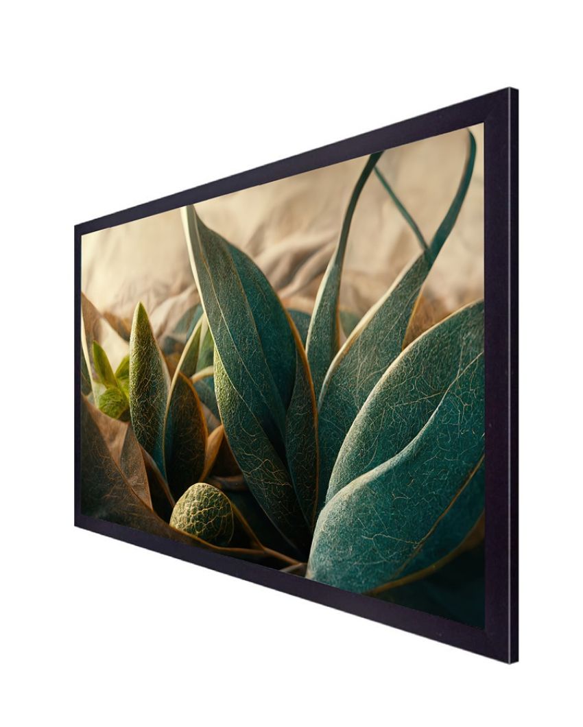 Elegance In Tropical Printed Leaves Canvas Wall Art With Frame