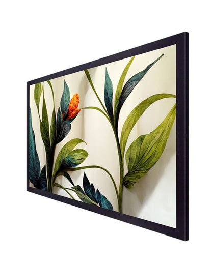 Bold Elements Of Plants Leaves & Flowers Canvas Wall Painting With Frame