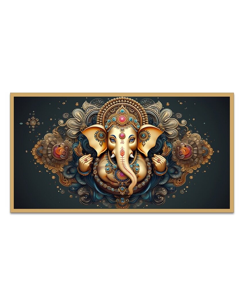 Vibrant Ganesha Premium Painting With Frame For Home Decoration