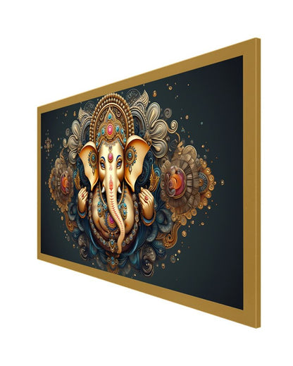 Vibrant Ganesha Premium Painting With Frame For Home Decoration