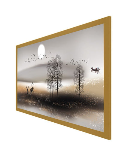 Moon Tree Framed Art Canvas Prints Forest Elk Picture Wall Decor