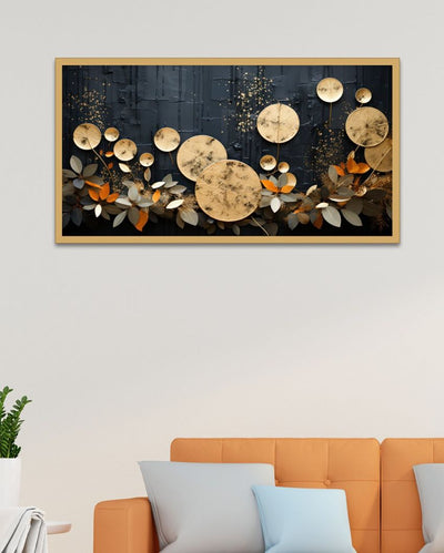 Modern Art Golden Flower Floating Frame Wall Painting