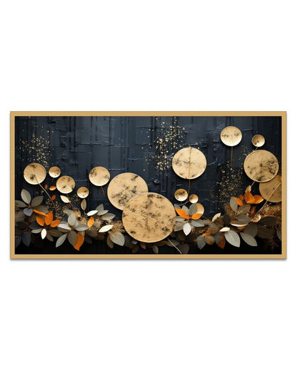 Modern Art Golden Flower Floating Frame Wall Painting