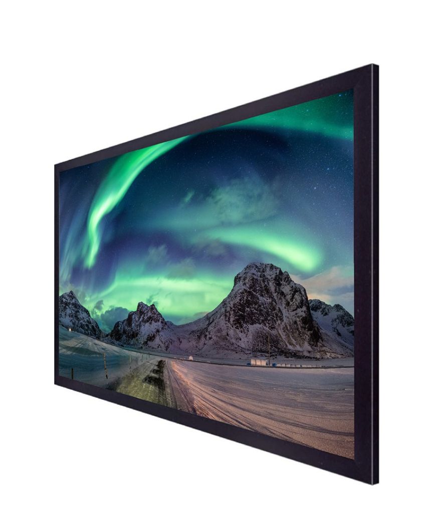 Beautiful Northern Lights & Snowy Mountain Range Floating Frame Canvas