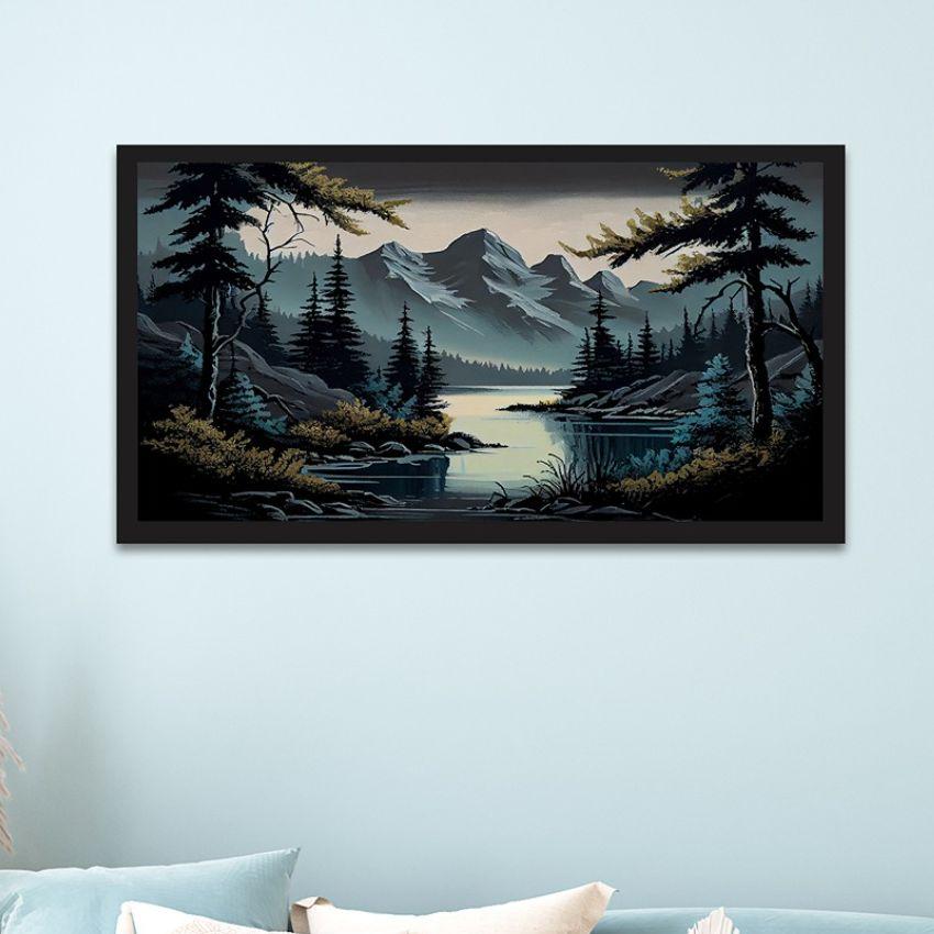 Beautiful Lake And Mountains Framed Wall Painting For Home Decoration