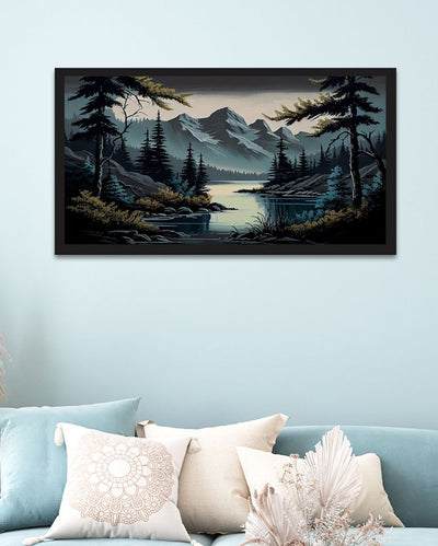 Beautiful Lake And Mountains Framed Wall Painting For Home Decoration